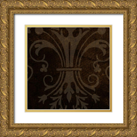 Spice Gold Damask 2 Gold Ornate Wood Framed Art Print with Double Matting by Greene, Taylor