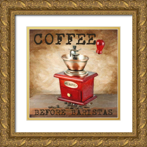 COFFEE BEFORE Gold Ornate Wood Framed Art Print with Double Matting by Greene, Taylor
