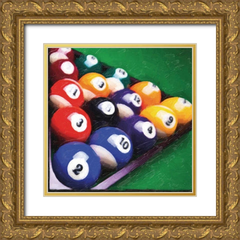 GAMING POOL Gold Ornate Wood Framed Art Print with Double Matting by Greene, Taylor