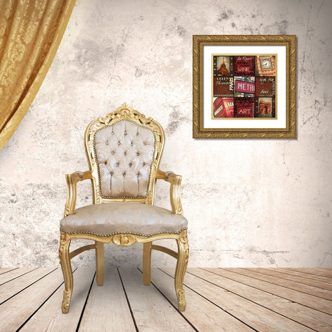 Travel 9 Patch Gold Ornate Wood Framed Art Print with Double Matting by Greene, Taylor
