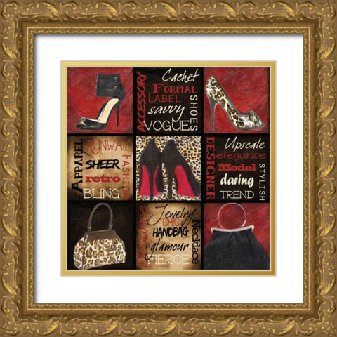 Fashion 9 Patch Gold Ornate Wood Framed Art Print with Double Matting by Greene, Taylor