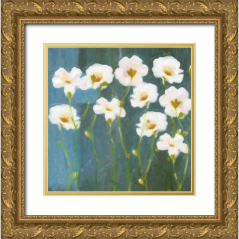 WHITE FLOWER FIELD I Gold Ornate Wood Framed Art Print with Double Matting by Greene, Taylor