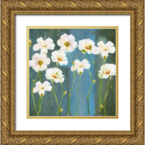 WHITE FLOWER FIELD II Gold Ornate Wood Framed Art Print with Double Matting by Greene, Taylor