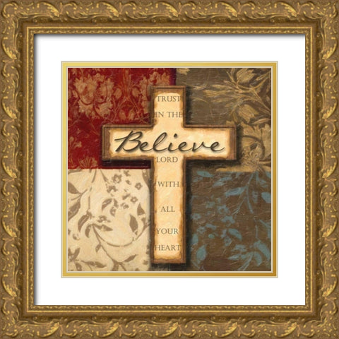 BELIEVE Gold Ornate Wood Framed Art Print with Double Matting by Greene, Taylor