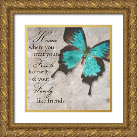 Blue Butterfly II Gold Ornate Wood Framed Art Print with Double Matting by Greene, Taylor