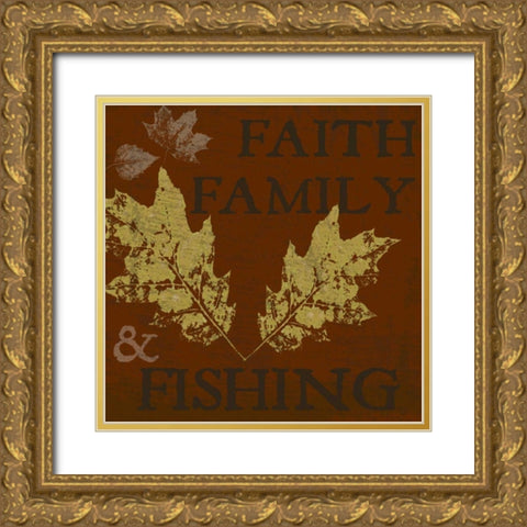 FAITH FAMILY FISHING Gold Ornate Wood Framed Art Print with Double Matting by Greene, Taylor