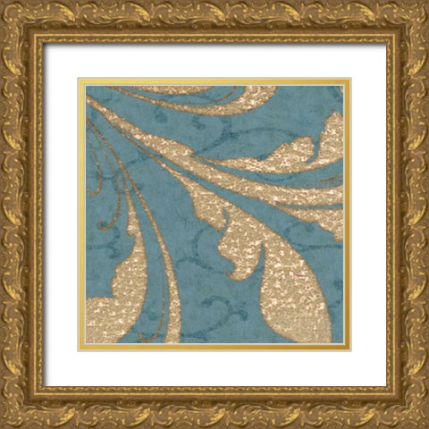 BLUE GOLD Gold Ornate Wood Framed Art Print with Double Matting by Greene, Taylor