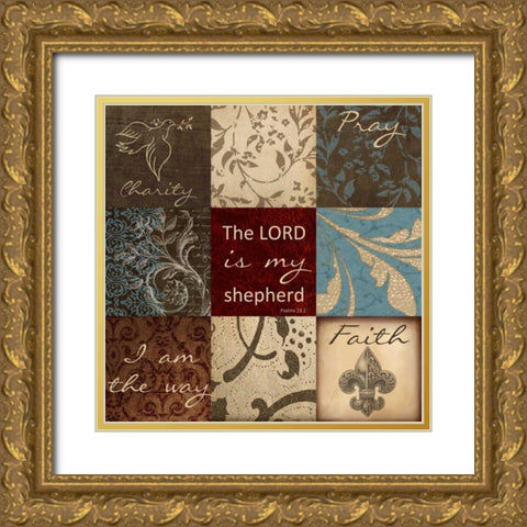 Lord 9 Patch Gold Ornate Wood Framed Art Print with Double Matting by Greene, Taylor