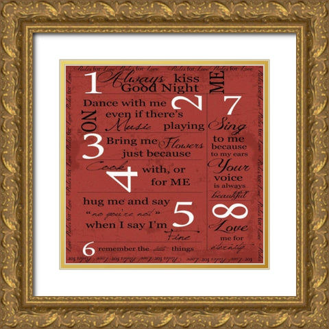 FEBRUARY- LOVE Gold Ornate Wood Framed Art Print with Double Matting by Greene, Taylor