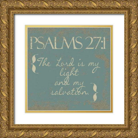 Psalms 27-1-New Gold Ornate Wood Framed Art Print with Double Matting by Greene, Taylor