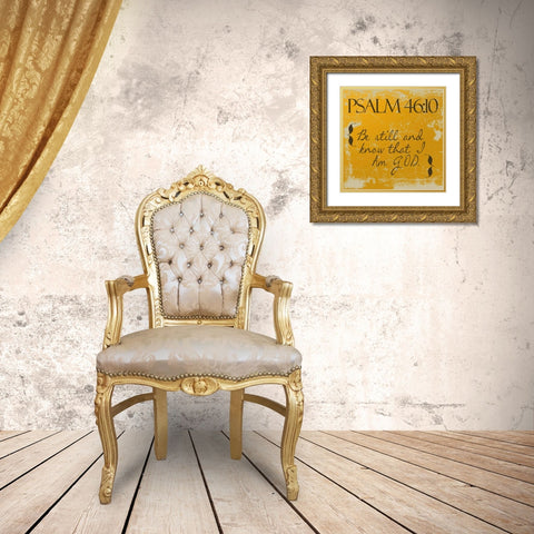 Psalms 46-10-Orange Gold Ornate Wood Framed Art Print with Double Matting by Greene, Taylor