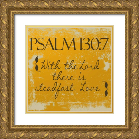 Psalms 130-7-Orange Gold Ornate Wood Framed Art Print with Double Matting by Greene, Taylor