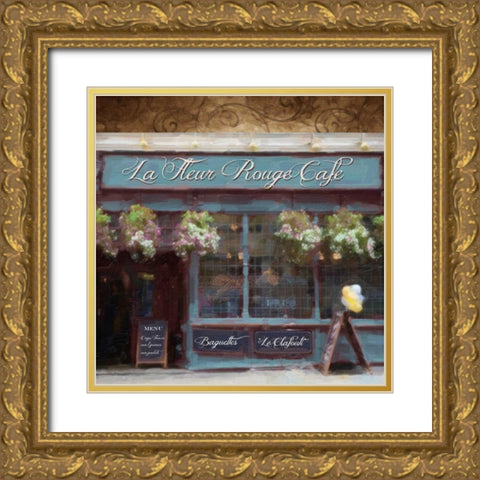 Cafe Blue Gold Ornate Wood Framed Art Print with Double Matting by Greene, Taylor