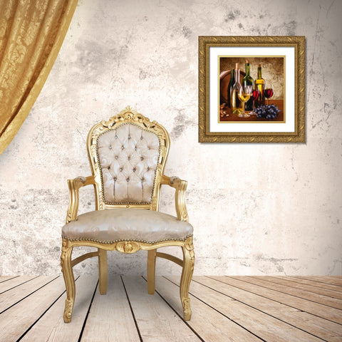 Wine I Gold Ornate Wood Framed Art Print with Double Matting by Greene, Taylor