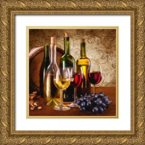 Wine I Gold Ornate Wood Framed Art Print with Double Matting by Greene, Taylor