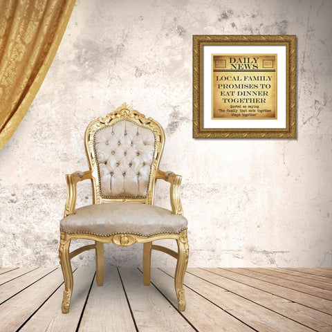 DAILY NEWS Eats Together Gold Ornate Wood Framed Art Print with Double Matting by Greene, Taylor