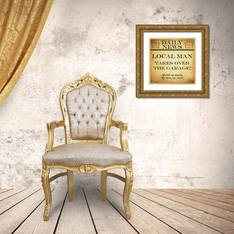DAILY NEWS My Cave Gold Ornate Wood Framed Art Print with Double Matting by Greene, Taylor