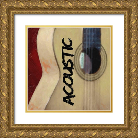 ACOUSTIC GUITAR Gold Ornate Wood Framed Art Print with Double Matting by Greene, Taylor