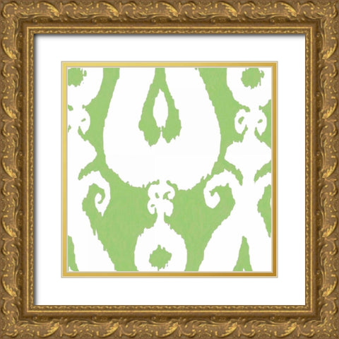 LIME IKAT Gold Ornate Wood Framed Art Print with Double Matting by Greene, Taylor