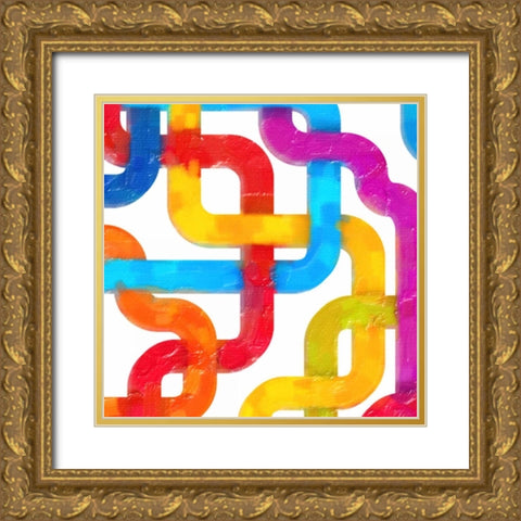 GEOMETRIC LINE IV Gold Ornate Wood Framed Art Print with Double Matting by Greene, Taylor