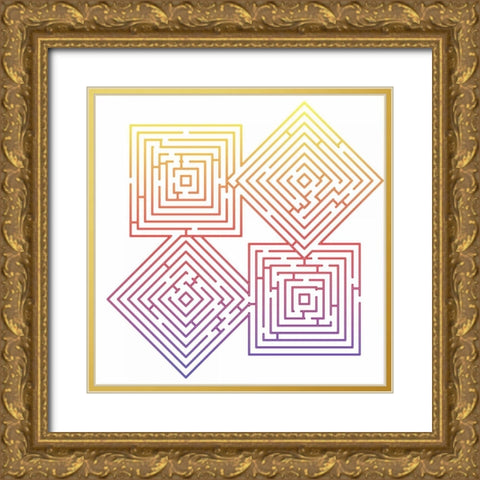 QUAD LABYRINTH Gold Ornate Wood Framed Art Print with Double Matting by Greene, Taylor