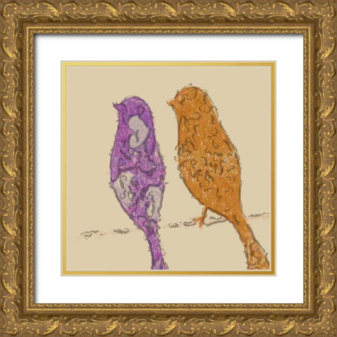 AVIAN DUO Gold Ornate Wood Framed Art Print with Double Matting by Greene, Taylor