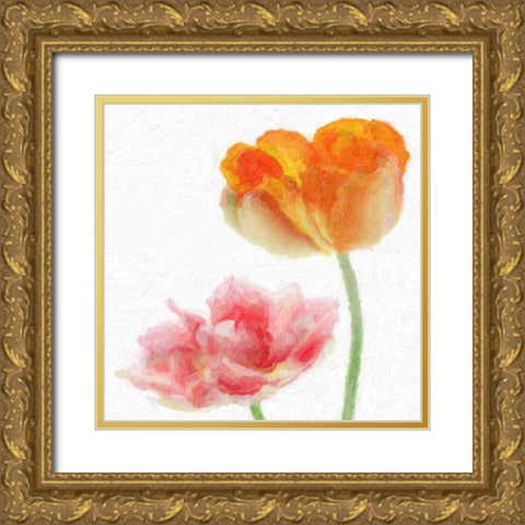 FLORAL PAIR Gold Ornate Wood Framed Art Print with Double Matting by Greene, Taylor