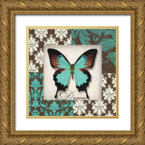 DREAM BUTTERFLY Gold Ornate Wood Framed Art Print with Double Matting by Greene, Taylor