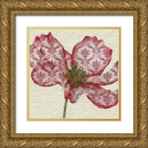 PATTEREND RED PETALS I Gold Ornate Wood Framed Art Print with Double Matting by Greene, Taylor