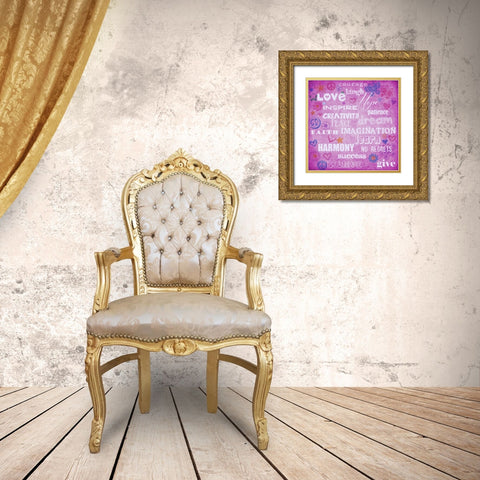 Courage Laugh Pink Gold Ornate Wood Framed Art Print with Double Matting by Greene, Taylor