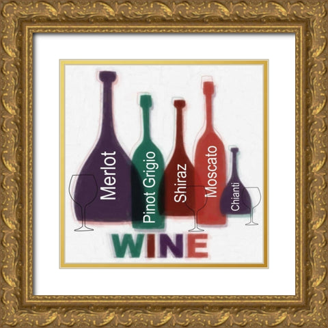WINE Gold Ornate Wood Framed Art Print with Double Matting by Greene, Taylor