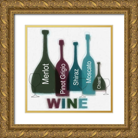 WINE B Gold Ornate Wood Framed Art Print with Double Matting by Greene, Taylor