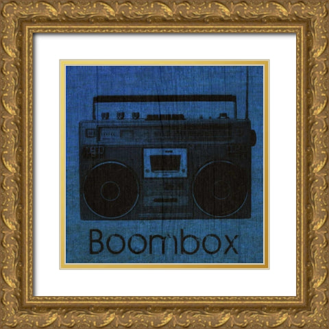 BOOMBOX ON BLUE Gold Ornate Wood Framed Art Print with Double Matting by Greene, Taylor