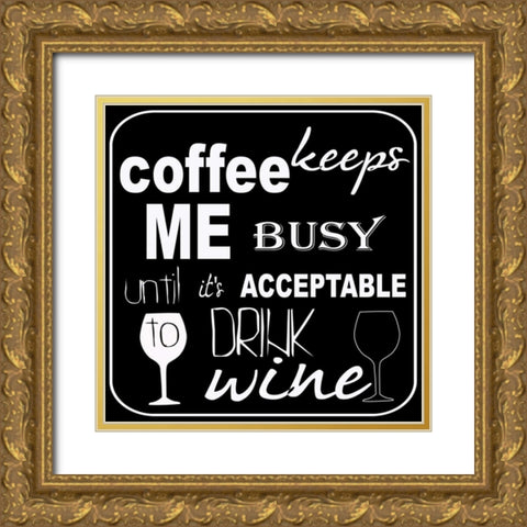 DRINK WINE Gold Ornate Wood Framed Art Print with Double Matting by Greene, Taylor