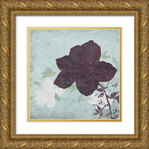 Floral Bird Triptych Gold Ornate Wood Framed Art Print with Double Matting by Greene, Taylor