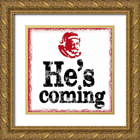 HES COMING Gold Ornate Wood Framed Art Print with Double Matting by Greene, Taylor