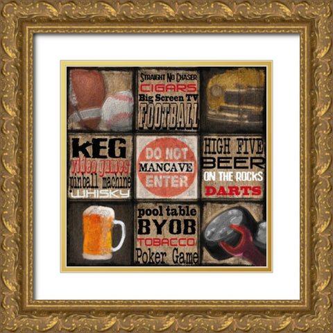 DO NOT ENTER MANCAVE Gold Ornate Wood Framed Art Print with Double Matting by Greene, Taylor