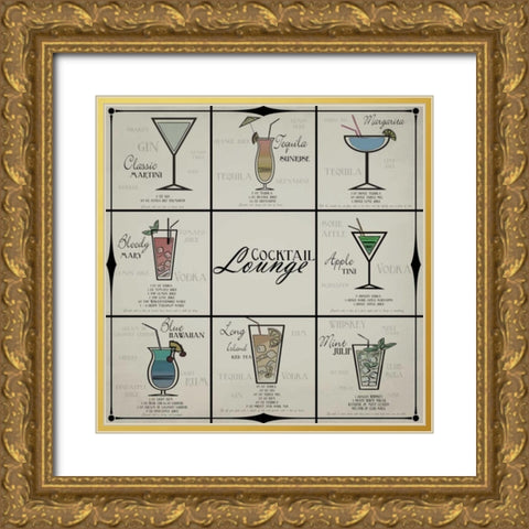 Cocktail Lounge Gold Ornate Wood Framed Art Print with Double Matting by Greene, Taylor