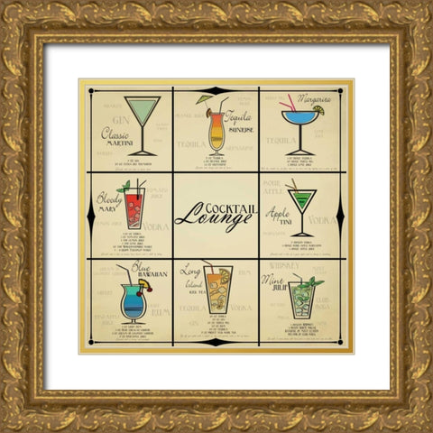 Cocktail Lounge Gold Ornate Wood Framed Art Print with Double Matting by Greene, Taylor