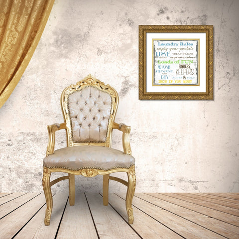 LAUNDRY RULES Gold Ornate Wood Framed Art Print with Double Matting by Greene, Taylor
