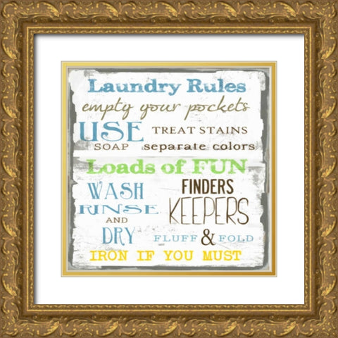 LAUNDRY RULES Gold Ornate Wood Framed Art Print with Double Matting by Greene, Taylor