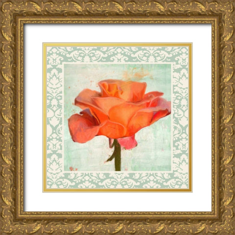 DAMASK ROSE I Gold Ornate Wood Framed Art Print with Double Matting by Greene, Taylor