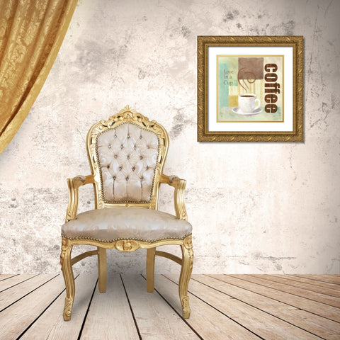 LOVE IN A CUP Gold Ornate Wood Framed Art Print with Double Matting by Greene, Taylor