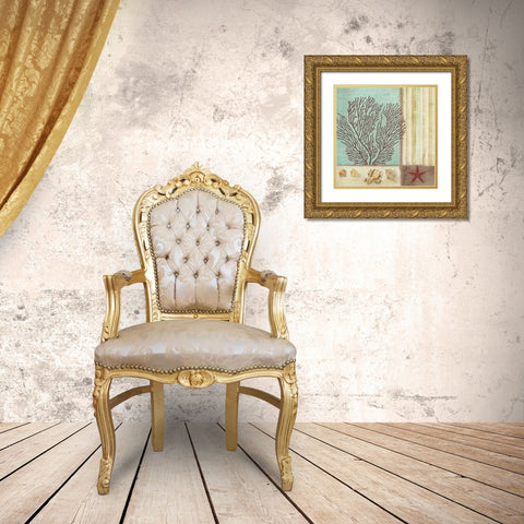 CORAL DECOUPAGE II Gold Ornate Wood Framed Art Print with Double Matting by Greene, Taylor