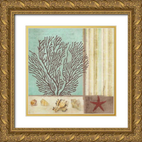 CORAL DECOUPAGE II Gold Ornate Wood Framed Art Print with Double Matting by Greene, Taylor
