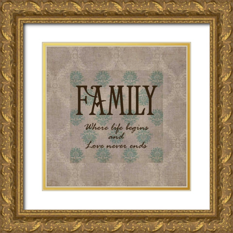 FAMILY Gold Ornate Wood Framed Art Print with Double Matting by Greene, Taylor
