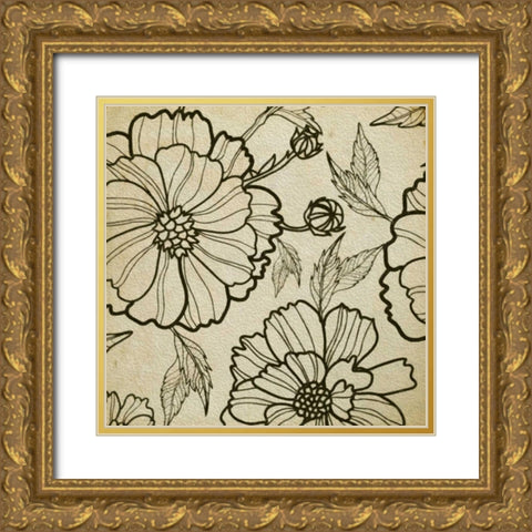 Floral Pattern I Gold Ornate Wood Framed Art Print with Double Matting by Greene, Taylor