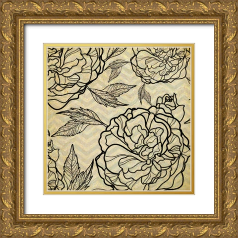 Floral Pattern II Gold Ornate Wood Framed Art Print with Double Matting by Greene, Taylor