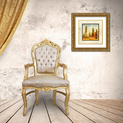 Damask Landscape II Gold Ornate Wood Framed Art Print with Double Matting by Greene, Taylor