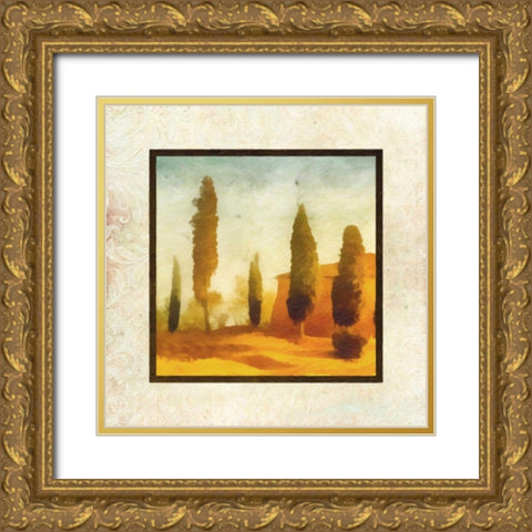 Damask Landscape II Gold Ornate Wood Framed Art Print with Double Matting by Greene, Taylor